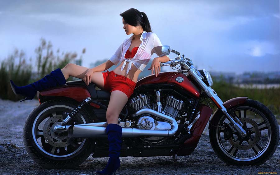 Beautiful girls and motorcycles in Dili